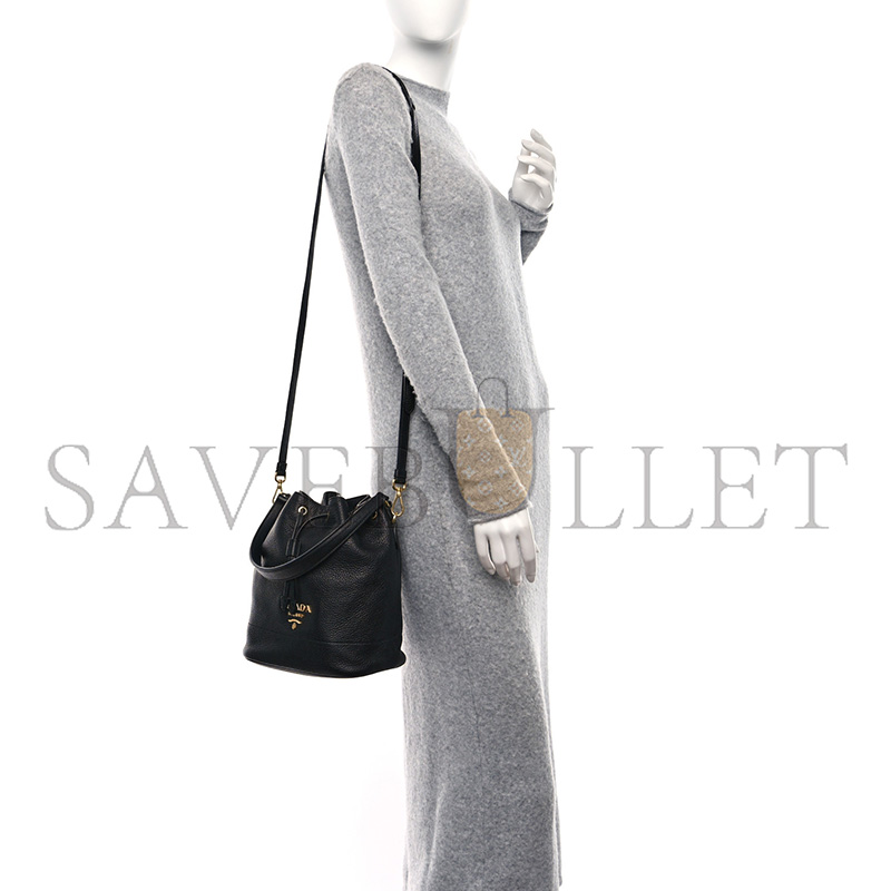 Pra*a vitello daino bucket bag black 1be018 (25*21*15cm)